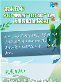未來五年鄉(xiāng)村產(chǎn)業(yè)發(fā)展&ldquo;任務(wù)清單&rdquo;公布 這組數(shù)據(jù)值得關(guān)注！