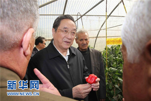 11月8日,正在約旦進行正式友好訪問的全國政協主席俞正聲在約旦河谷參觀碩果農業合作社。 新華社記者 劉衛兵 攝 11月8日,正在約旦進行正式友好訪問的全國政協主席俞正聲在約旦河谷參觀碩果農業合作社。 新華社記者 劉衛兵 攝