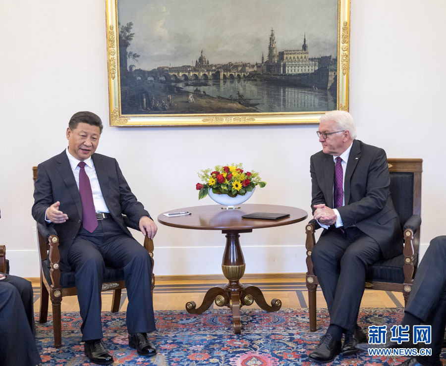 7月5日，國家主席習近平在柏林會見德國總統施泰因邁爾。 新華社記者李學仁 攝